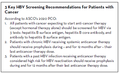 3 Key HBV Screening Recommendations for Patients with Cancer